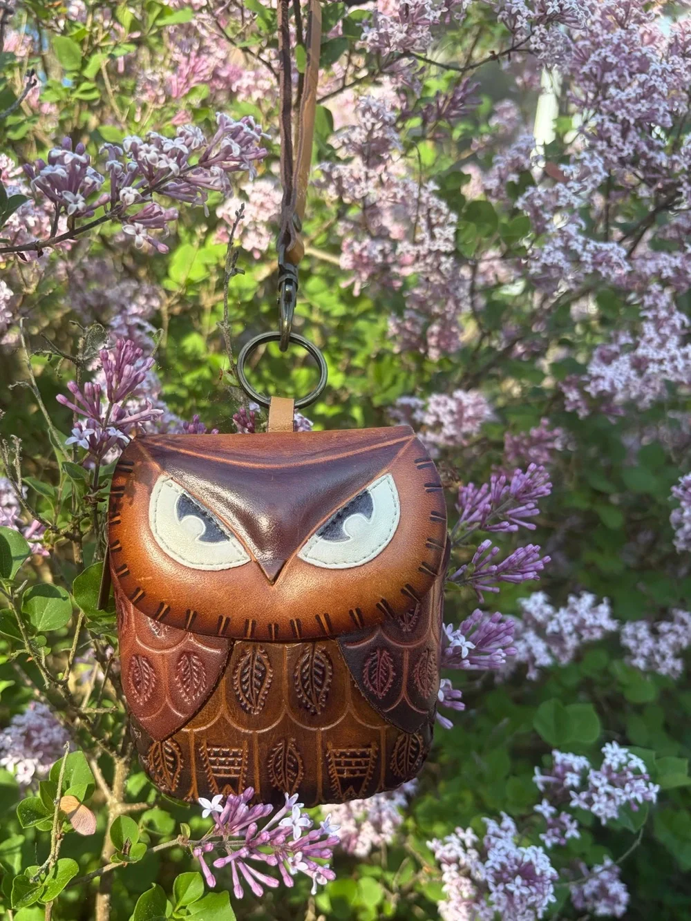 Hand Crafted owl wristlet